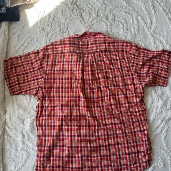 Brooks Brothers Red & Orange Plaid Short Sleeve Button-Down Shirt Size Medium - Picture 5 of 5
